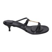 Zwarte Leren Instap Sandalen Jacquemus , Black , Dames