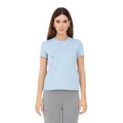 Parel Charm T-shirt met Piercing Elisabetta Franchi , Blue , Dames