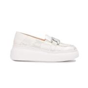 Tweekleurige leren sleehak moccasin Wonders , Gray , Dames