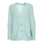 Fluffy Vest met V-hals en knopen American Vintage , Blue , Dames