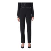 Rechte Broek met Satijnen Taille Emporio Armani , Black , Dames