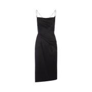 Zwarte Zijden Satijnen Midi Jurk Givenchy , Black , Dames