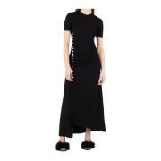 Midi Jurk met Knoopdetails Paco Rabanne , Black , Dames