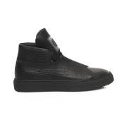 Zwarte Leren High-Top Sneakers met Logo Cerruti 1881 , Black , Heren