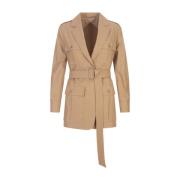 Bruine Sahariana Jas Katoenen Canvas Max Mara , Brown , Dames