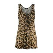 Leopardprint Mouwloze Top Balmain , Brown , Dames