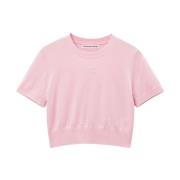 Roze Wol Logo T-shirts Polos Alexander Wang , Pink , Dames