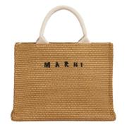 Kleine tas van natuurkleurig raffia-effect stof Marni , Beige , Dames