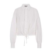 Witte Embossed Poplin Crop Shirt Msgm , White , Dames