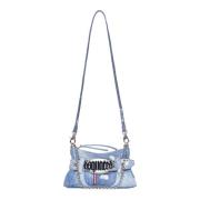 Blauwe Denim Clutch met Logo Gesp Dsquared2 , Blue , Dames