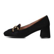 Zwarte Suède Pump met Gouden Kettingdetail Bibi Lou , Black , Dames