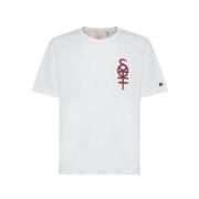 Crew Neck Logo Print T-Shirt Sotf , White , Heren
