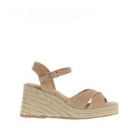 Beige Wedge Espadrilles Kruis Stof Castañer , Beige , Dames