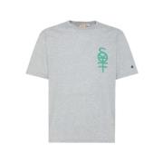 Crew Neck Logo Print T-Shirt Sotf , Gray , Heren