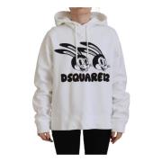 Dierenprint Hoodie Wit Katoen Dsquared2 , White , Dames