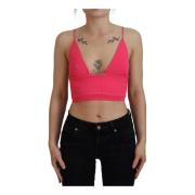 Roze Ribgebreide Crop Top Dsquared2 , Pink , Dames