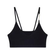 Geribbelde Bandeau Top Zwart Jacquemus , Black , Dames