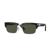 Zwarte Frame Groene Lens Zonnebril Persol , Black , Unisex