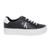 Zwarte Leren Vetersneakers Calvin Klein , Black , Dames