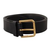 Gouden Logo Leren Riem Dolce & Gabbana , Black , Heren