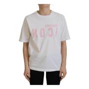 Wit Logo Print Crewneck T-shirt Dsquared2 , White , Dames