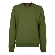 Groene Crew-Neck Sweatshirt met Geborduurde Haan Gallo , Green , Unise...