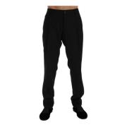 Zwarte Gestreepte Wollen Pantalons Dolce & Gabbana , Black , Heren