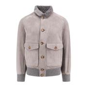 Grijze Cashmere Jas met Knoopsluiting Brunello Cucinelli , Gray , Here...