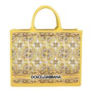Gele Shopper Tas met Majolica Print Dolce & Gabbana , Multicolor , Dam...