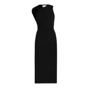 Chique Asymmetrische Zwarte Midi Jurk Sportmax , Black , Dames