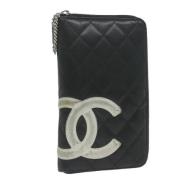 Pre-owned Leather wallets Chanel Vintage , Black , Dames