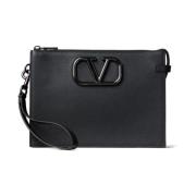 Zwarte Kalfsleren VLogo Signature Tas Valentino Garavani , Black , Her...