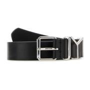 Klassieke Zwarte Leren Riem Y/Project , Black , Heren