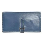 Pre-owned Leather wallets Hermès Vintage , Blue , Unisex
