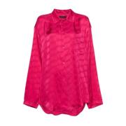 Fuchsia Jacquard Logo Shirt Balenciaga , Pink , Dames