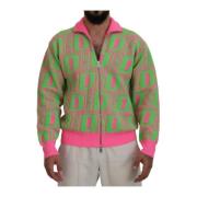Gekraagde Zip Sweater Roze Groen Dsquared2 , Multicolor , Heren