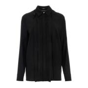 Elegante Zwarte Crepe Shirt Versace , Black , Dames