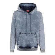 Blauwe Gemarmerde Denim Sweatshirt Aw24 Diesel , Blue , Heren