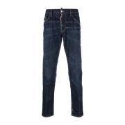 Gebleekte Effect Jeans met Voorknoop Dsquared2 , Blue , Heren