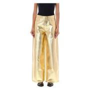 Wijde Gouden Denim Jeans Ganni , Yellow , Dames