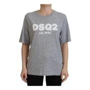 Grijze Logo Print Katoenen Tee Dsquared2 , Gray , Dames