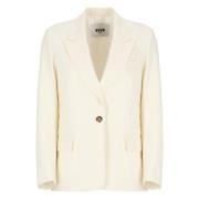 Ivoor Wol Blazer Peak Revers Jas Msgm , Beige , Dames