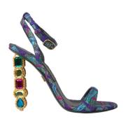 Kristal Jacquard Hak Sandalen Dolce & Gabbana , Multicolor , Dames