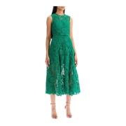 Bloemenkant Midi Jurk Self Portrait , Green , Dames