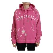 Roze Logo Print Katoenen Hoodie Dsquared2 , Pink , Dames