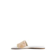 Witte Platte Sandaal met Gouden Detail Michael Kors , Beige , Dames