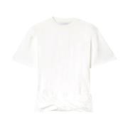 Witte Twist T-shirt met Knoopdetail Off White , White , Dames