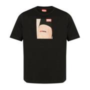 Bedrukt T-shirt Diesel , Black , Heren