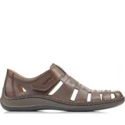 Bruin Leren Heren Platte Sandalen Rieker , Brown , Heren