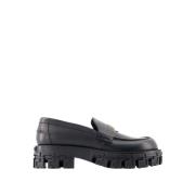 Zwarte Leren Loafers - Ronde Neus Versace , Black , Heren